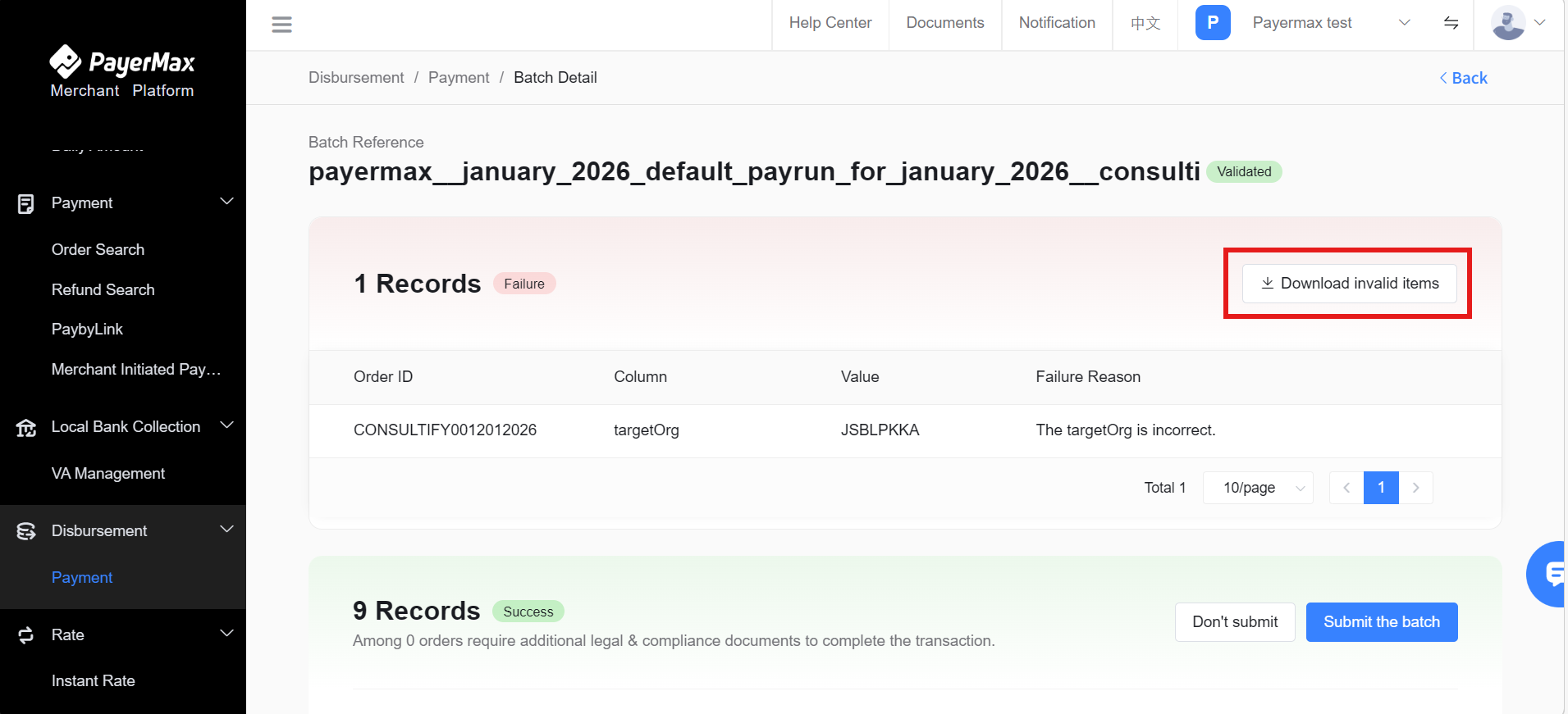 Download invalid items