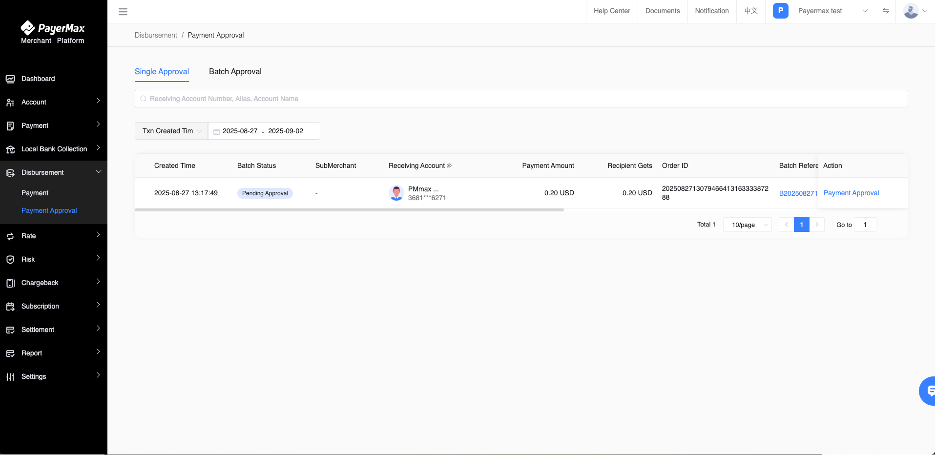 Payment Approval Entry