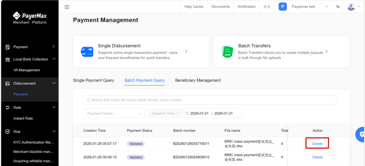 Batch Transaction Deletion