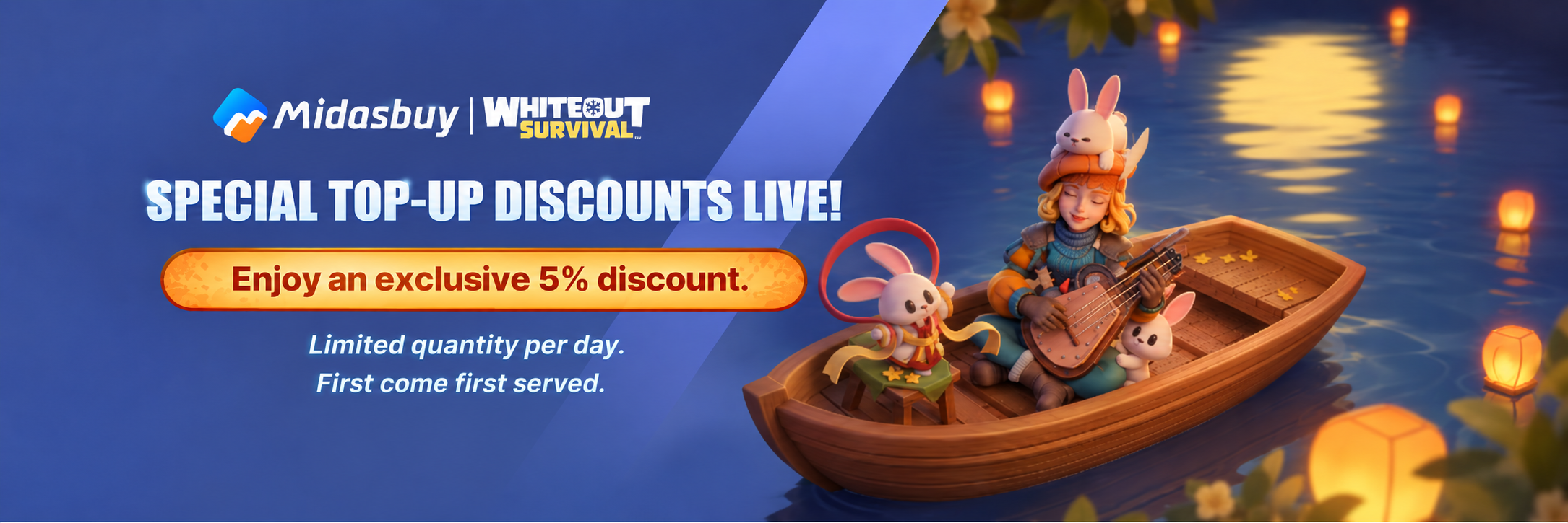 Whiteout Survival September 2026 top-up discount promotion in seven regions on Midasbuy and JollyMax